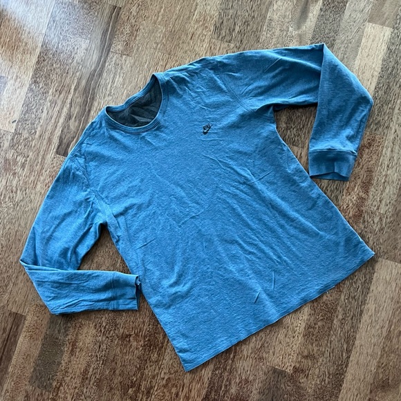 Nike Crewneck Long Sleeve Shirt Blue Logo Mens Large Henley Nice - Picture 5 of 5